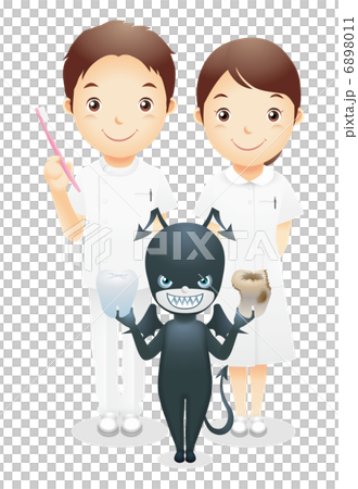 歯科医と虫歯菌イラスト 6898011