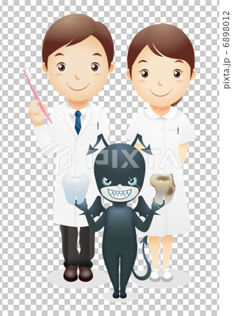 歯科医と虫歯菌イラスト 6898012