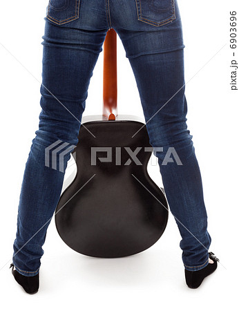 .Beautiful girl with guitar on white background .Beautiful girl with guitar on white background 6903696