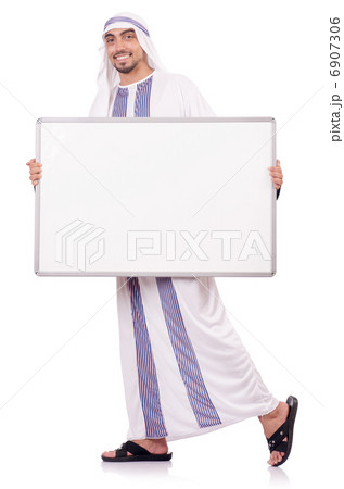 Arab man with blank board for message Arab man with blank board for message 6907306