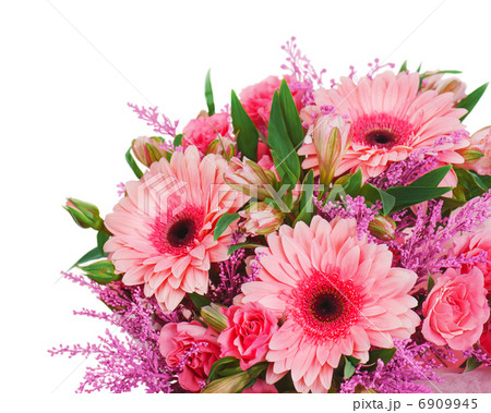 Fragment of colorful bouquet isolated on white background. 6909945