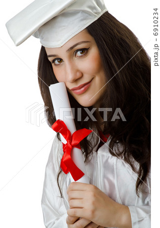 Happy graduate on white background 6910234