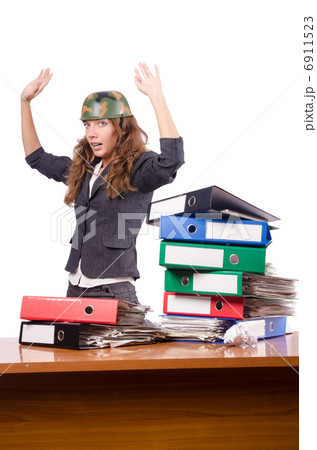 Office fight concept with female worker 6911523