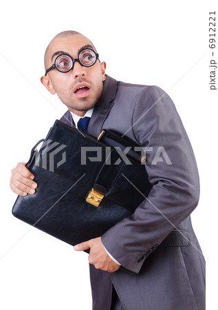 Funny nerd businessman on the white 6912221