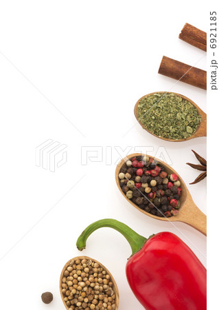 food ingredients and spices isolated on white background food ingredients and spices isolated on white background 6921185