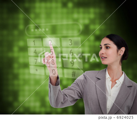 Businesswoman pressing button 6924025