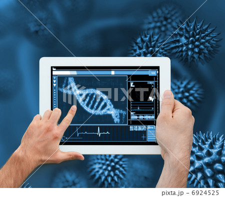 Hand holding and scrolling a digital tablet Hand holding and scrolling a digital tablet 6924525