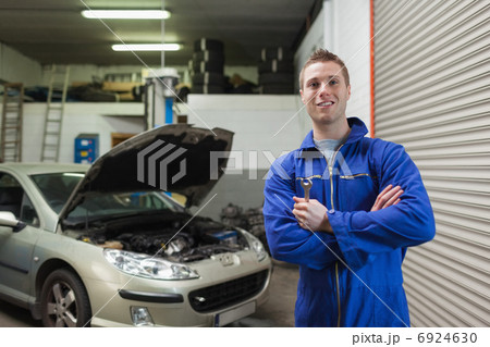 Confident male mechanic with spanner Confident male mechanic with spanner 6924630