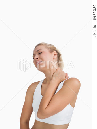 Young woman with severe neck pain 6925080