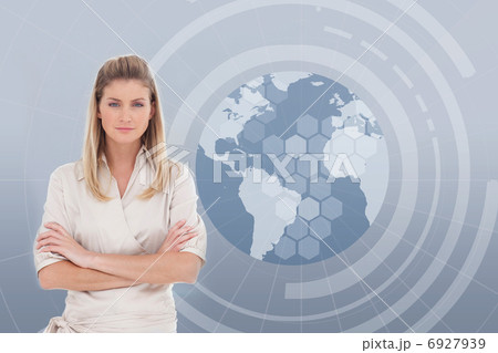 Businesswoman with a globe illustration Businesswoman with a globe illustration 6927939