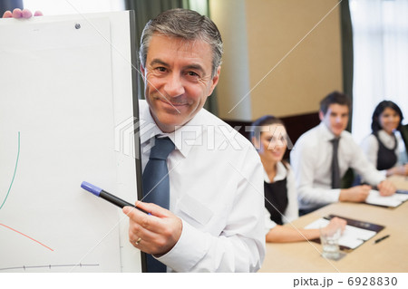 Businessman pointing to graph 6928830