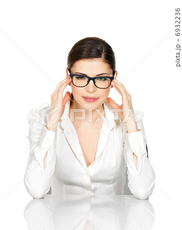 Portrait of a young woman in glasses with headache 6932236