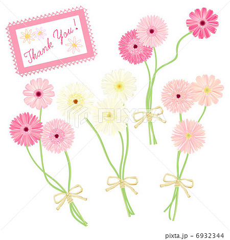 ガーベラの小さな花束いろいろピンクのイラスト素材