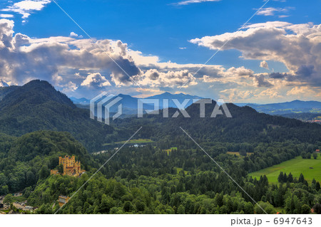 Castle on the hill among mountains in Germany. 6947643