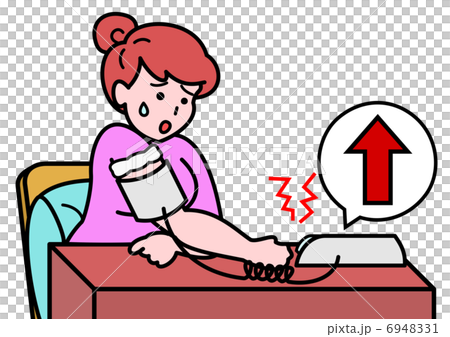 A woman whose blood pressure has risen 6948331