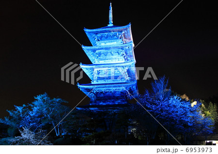 備中国分寺のライトアップ 備中国分寺のライトアップ 6953973