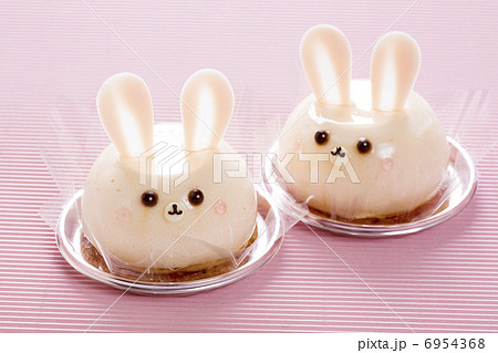 ウサギのカップケーキの写真素材
