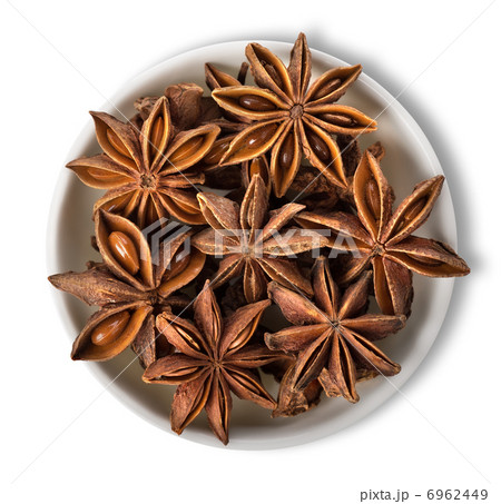 Star anise in plate isolated 6962449