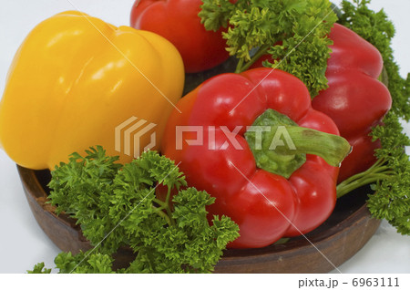 Red and yellow pepper. Red and yellow pepper. 6963111