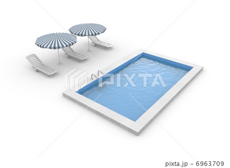 Pool with umbrella and plank bed Pool with umbrella and plank bed 6963709