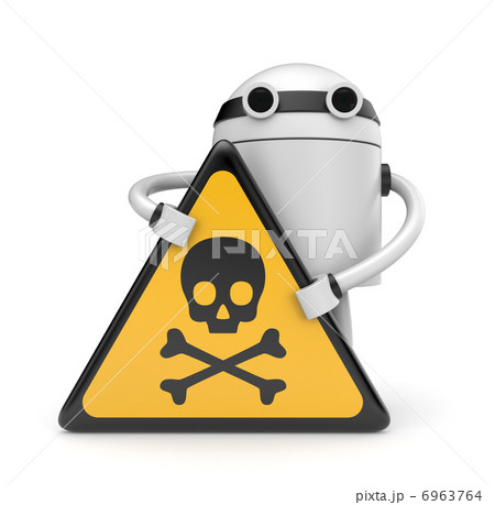 Robot with danger skull sign 6963764