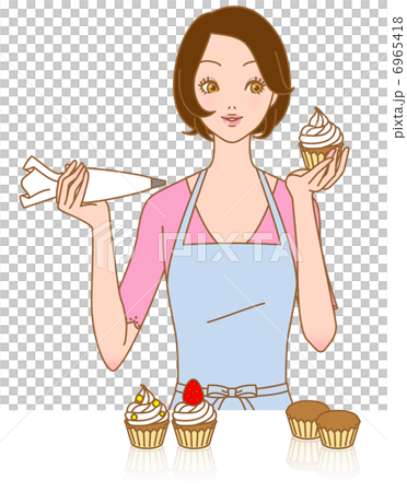 料理する女性 カップケーキを作る 料理する女性 カップケーキを作る 6965418