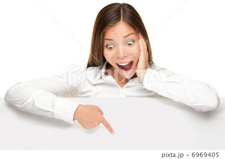 advertising banner sign - woman excited 6969405