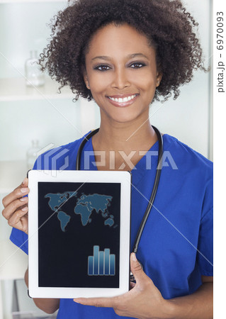 African American Female Doctor With Tablet Computer 6970093