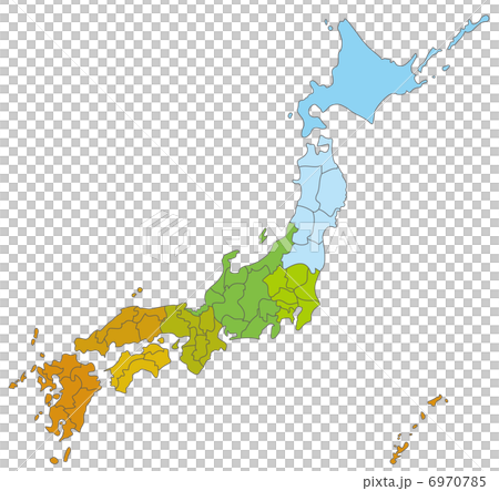 Japan Map By Region Stock Illustration