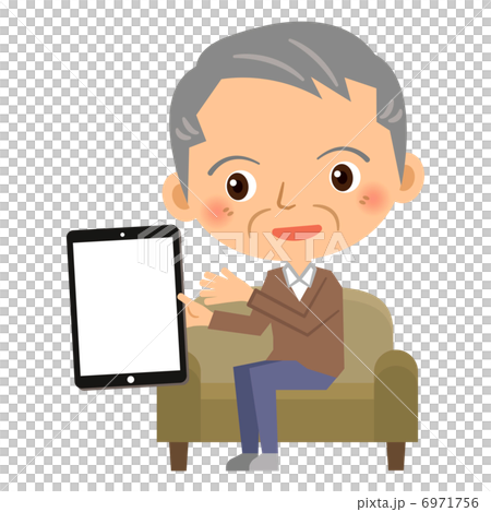おじいちゃんとタブレット 6971756