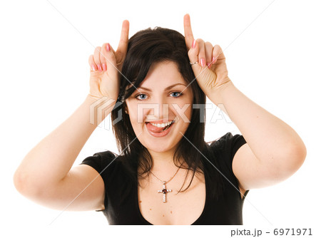 Funny brunette making faces 6971971