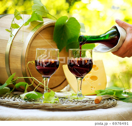 Red Wine and Cheese. Romantic Lunch Outdoor 6976491