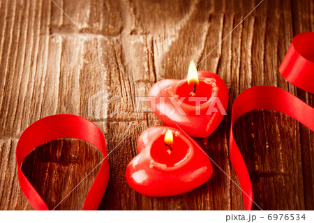 Valentines Hearts Candles over Wood. Valentines Day Valentines Hearts Candles over Wood. Valentines Day 6976534