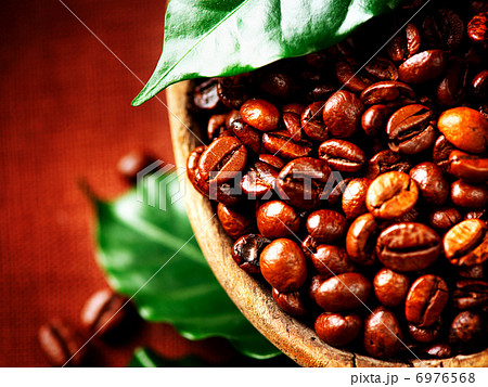 Coffee beans. Bowl of Aromatic Coffee close-up 6976568