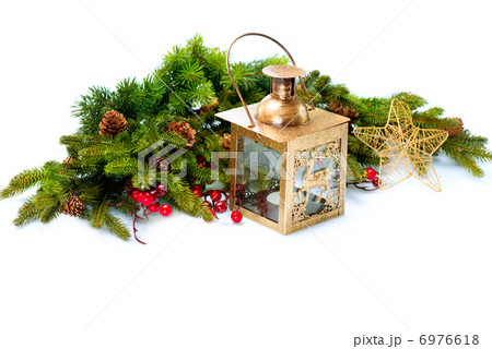 Christmas and New Year Decorations isolated on white Christmas and New Year Decorations isolated on white 6976618