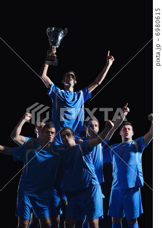 soccer players celebrating victory 6980615
