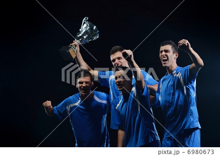 soccer players celebrating victory 6980673