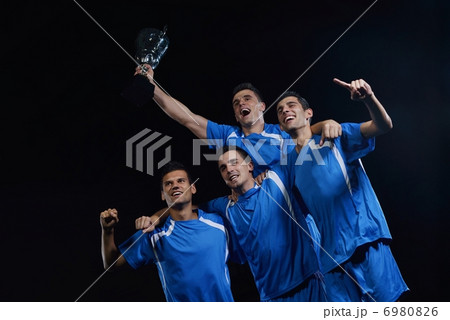 soccer players celebrating victory 6980826