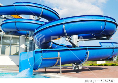water slide fun on outdoor pool 6982561
