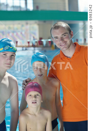 happy children group at swimming pool 6983242