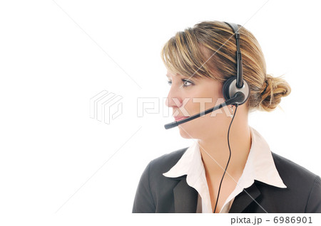 isolated business woman with headset isolated business woman with headset 6986901