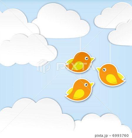 Paper clouds with birds 6993760