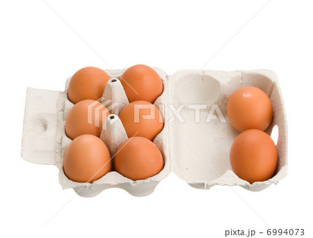 open box of raw brown eggs 6994073