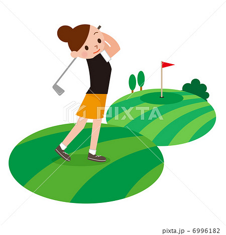 ゴルフを楽しむ女性のイラスト素材