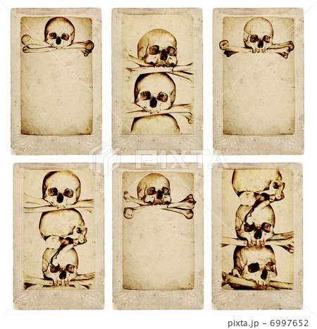 Grunge cards with human skulls and bones 6997652