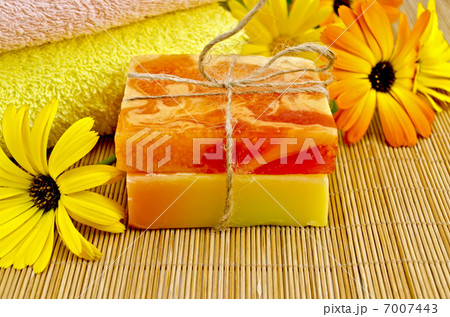 Soap homemade orange and yellow with marigold 7007443