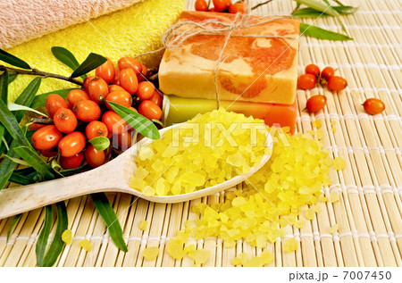 Salt and homemade soap with sea buckthorn 7007450