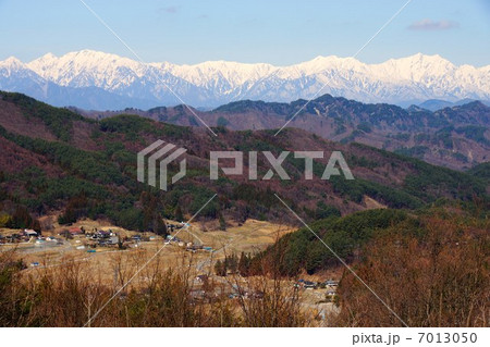 松本市四賀村から見た初春の北アルプス 7013050