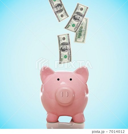 ブタの貯金箱とドル札 7014012