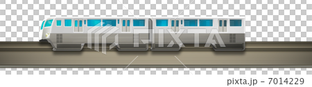 銀色　モノレール　白バック　イラスト　横向き 7014229